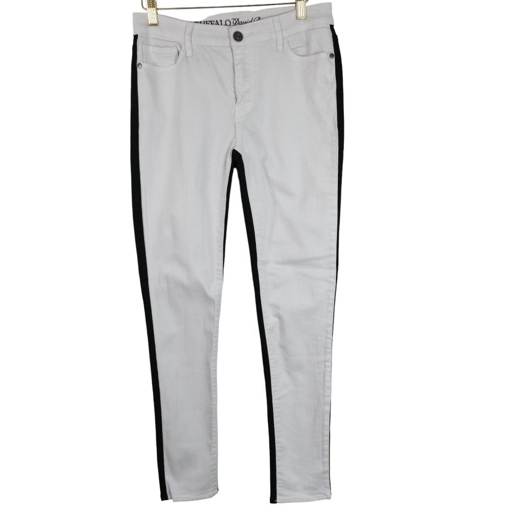 Buffalo David Bitton Faith Skinny Mid Rise Stretch Women's 29 White & Black Jean